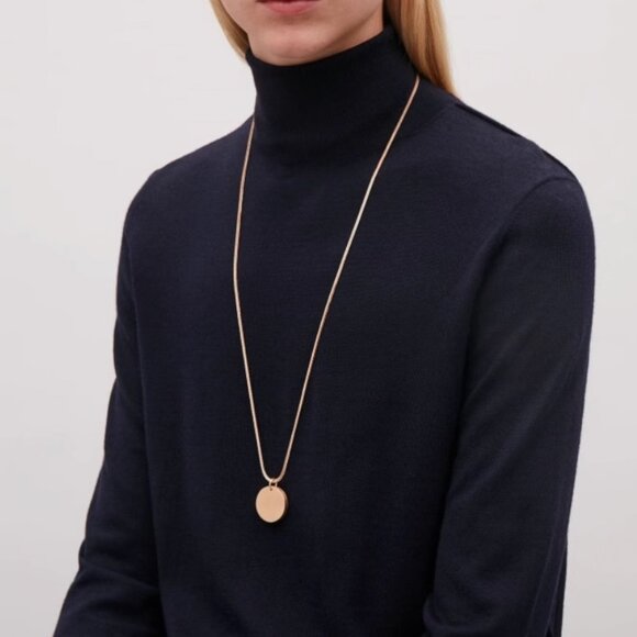 BEST COS Disc Pendant Long Necklace Gold - Picture 1 of 5